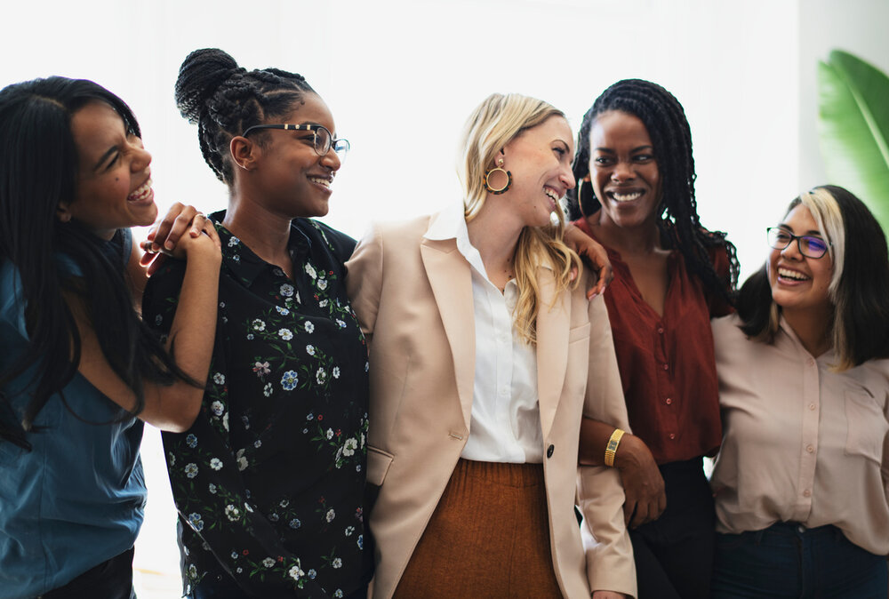 Diverse confident businesswomen standing together